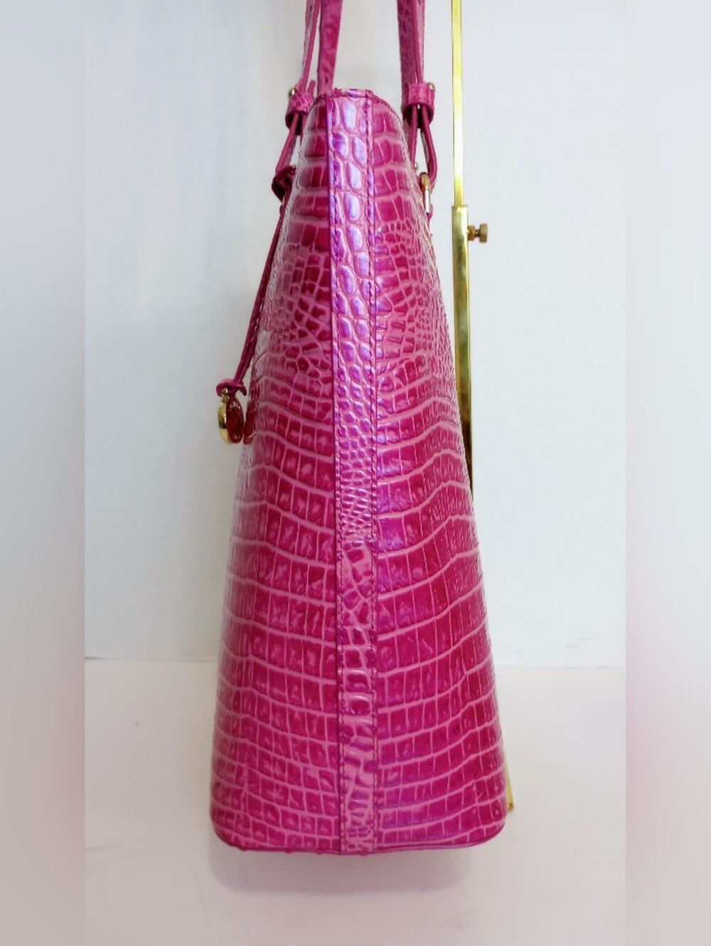 NWOT Brahmin Hibiscus 🌺 Ellen Tote, Crocodile Embossed Leather, Pink - Picture 9 of 14